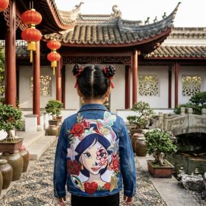 Image Decor miroir asie ,“Vestes en Jean Personnalisées & Féeriques pour Enfants – Cadeaux Uniques pour Noël et Anniversaires