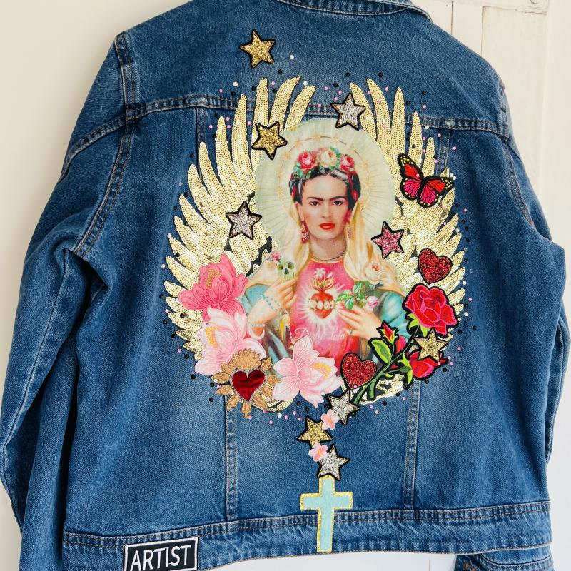 Décor Frida Madone sur Veste en jeans 