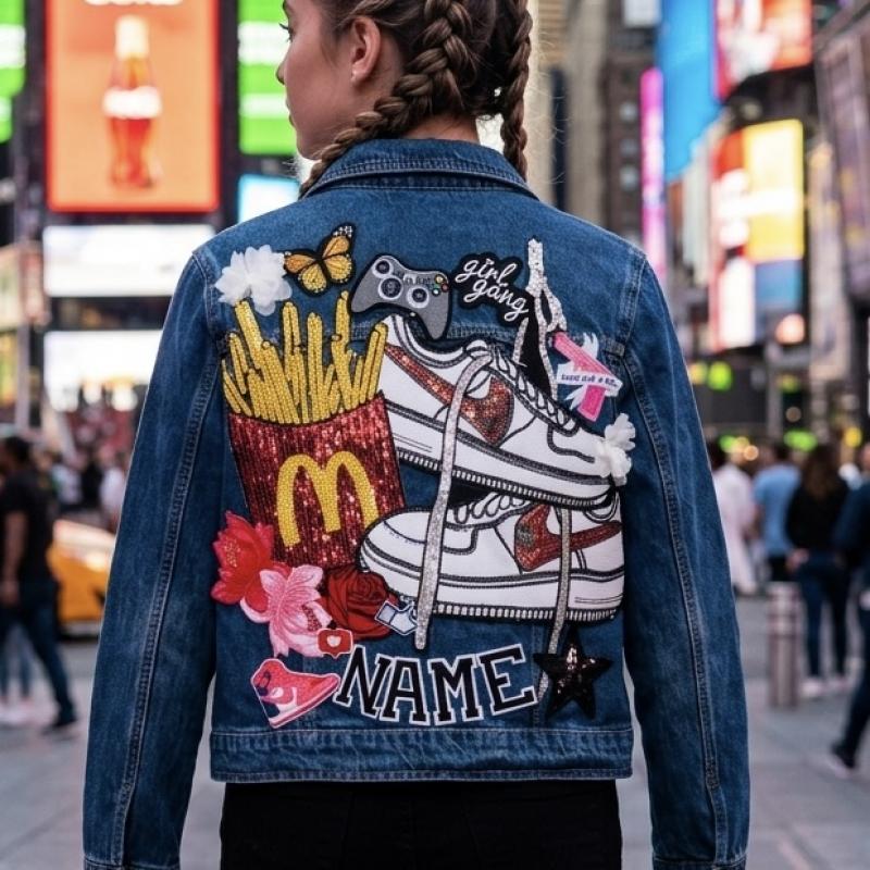 décor pop art “Vestes en Jean Personnalisées & Féeriques pour Enfants – Cadeaux Uniques pour Noël et Anniversaires