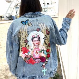 Image Décor Frida Madone sur Veste en jeans 