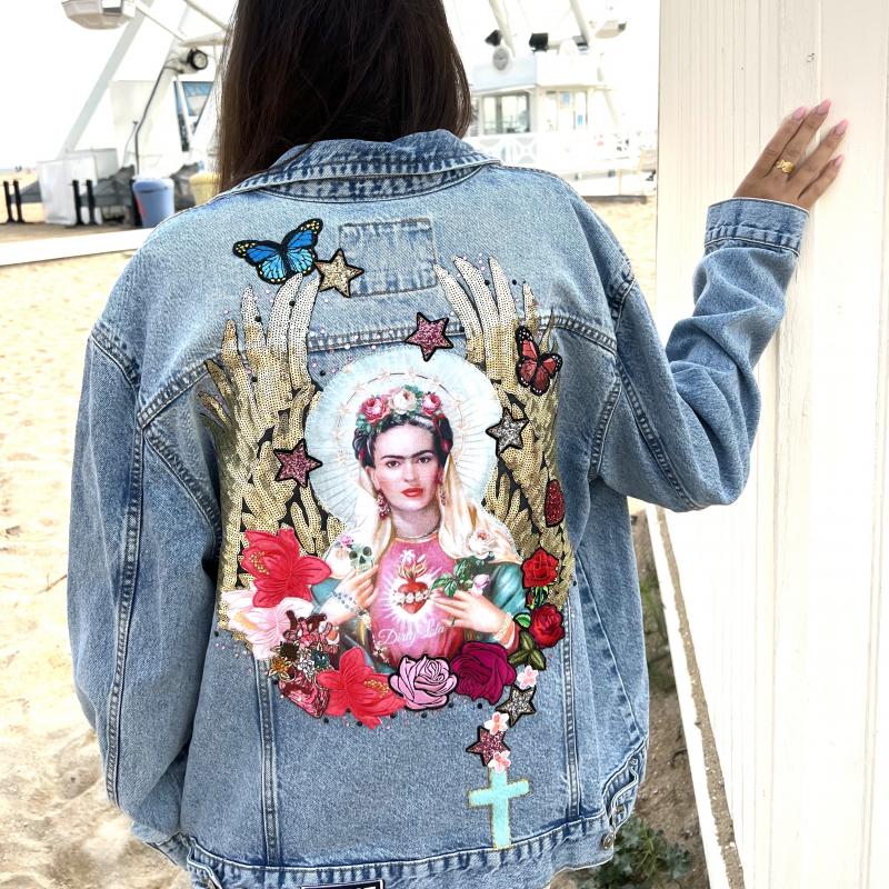 Décor Frida Madone sur Veste en jeans 