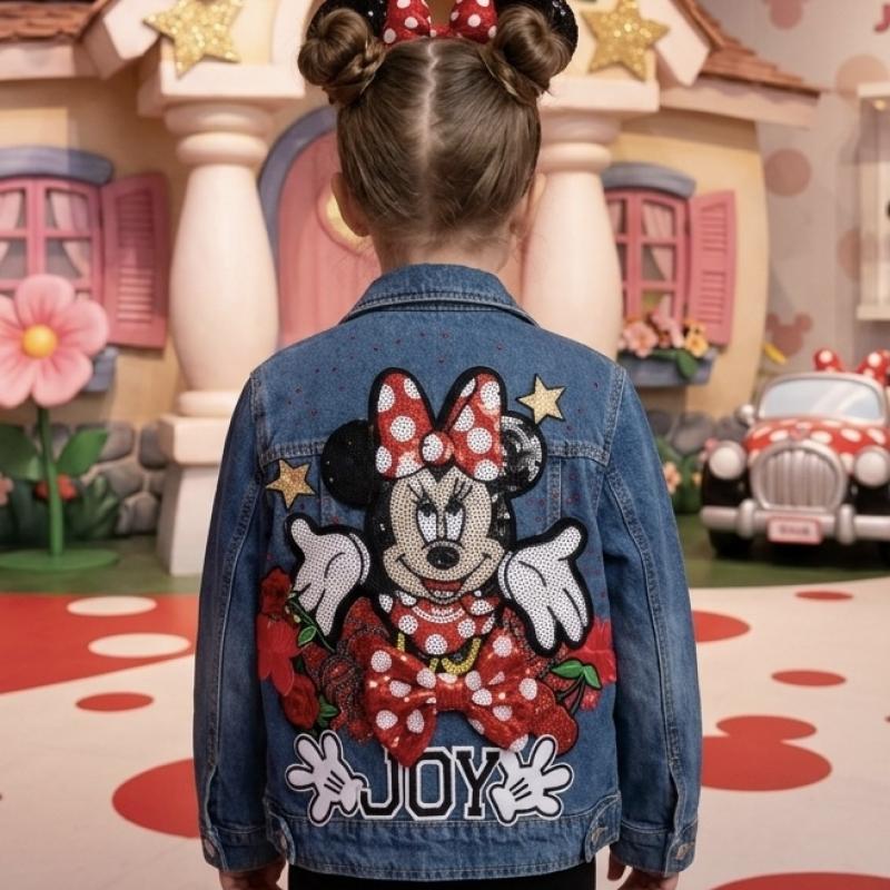 decor mouse noeud strass  “Vestes en Jean Personnalisées & Féeriques pour Enfants – Cadeaux Uniques pour Noël et Anniversaires