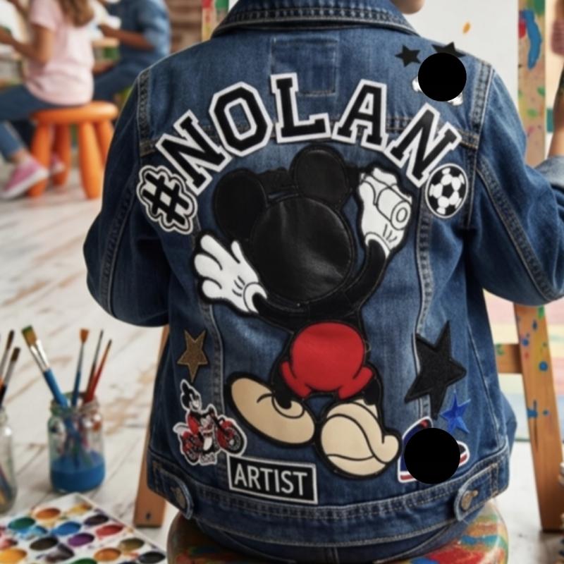 Décor Mouse artist   “Vestes en Jean Personnalisées & Féeriques pour Enfants – Cadeaux Uniques pour Noël et Anniversaires